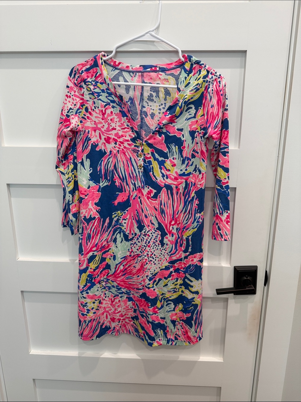 Lilly Pulitzer Blue Pink Multicolor Printed Shift Dress